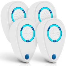 Ahlsen Répulsif antiparasitaire à ultrasons pour intérieur, lot de 4 répulsifs antiparasitaires à ultrasons, répulsif contre les moustiques, les