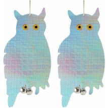 Répulsif Pigeon, 2 Pcs Faux Hibou Réfléchissant Oiseau Effaroucheur Répulsif Dispositif, Hanging Oiseau Hibou Holographique Réfléchissant Dissuasif 