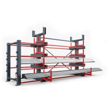 Rr Industrietechnik Roll-aus-regal Doppelseitig Typ Rrs-dm Mit 760mm Nutztiefe, 3 Ebenen Und 2000kg Traglast Pro Arm