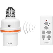 Qiedie - RS-6 Connected Socket Remote Control Bulb E27 Base, 1 remote control, 1 lamp socket