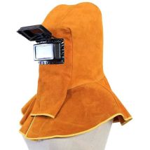 Tumalagia - Capote de soudeur en cuir de vache, filtre solaire auto-obscurcissant, masque de soudure, équipement de protection pour casque de