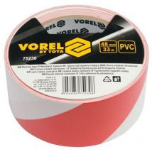 75230 ruban d'avertissement blanc/rouge 48 mm x 33 m - Vorel
