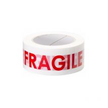 Ruban adhésif d'emballage Polypropylène blanc imprimé Fragile, 45 microns, 50 mm x 66 m - Lot de 6