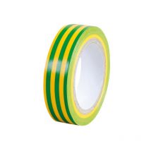 Ruban adhésif isolant vert/jaune en pvc d'usage courant. dimension 15 mm x 10 m (RIS54)