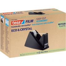 Ruban adhésif Tesa film eco & crystal - film adhésif transparent en pet recyclé - indéchirable, avec un fort pouvoir adhésif - set avec distributeur