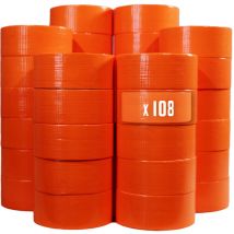 Tecplast - Lot de 108 Rubans adhésifs toilés orange 50 mm x 33 m - Rouleau adhésif pour fixer les bâches, fils et câbles