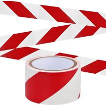 Ruban adhésif de signalisation - 4.5 cm x 16 m par Rouleau - pour Le marquage au Sol/sécurité - Rayures Rouge et Blanc