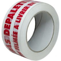 TECPLAST Ruban adhésif d'emballage 28μ blanc imprimé "NE PAS DEPALETTISER" en rouge - rouleau adhésif d'expédition 50 mm x 100 m