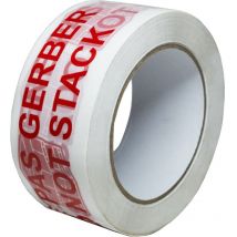 Ruban adhésif d'emballage 28μ blanc imprimé 'ne pas gerber' en rouge - rouleau adhésif d'expédition 50 mm x 100 m - Tecplast