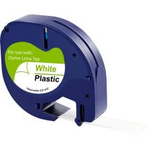 Ruban Blanc compatible Dymo LetraTag - Etiquette plastique 91201 12mm x 4m Phonillico