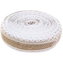 Feiyue - Ruban en toile de jute et dentelle pour loisirs créatifs, 10 m, pour décoration de mariage, maison