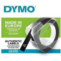 Dymo - Ruban de Marquage 3D, 9 mm x 3 m, S0898130, plastique, Blanc sur Noir (520109)