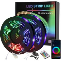 Ruban led 10M, Bande led rgb pour Chambre avec WiFi Bluetooth, Télécommande et Contrôle Intelligent via Application, Pour Chambre, tv, Noël, Fête