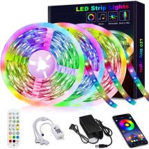 Soekavia - Ruban led 15M, Bluetooth Bande led 5050 rgb 12V 270 led Lumineuse, Contrôlé par app, ir Télécommande et Contrôleur pour Maison, Chambre,