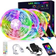 Umnuou - Ruban led 15M, Bluetooth Bande led 5050 rgb 12V 270 led Lumineuse, Contrôlé par app, ir Télécommande et Contrôleur pour Maison, Chambre,