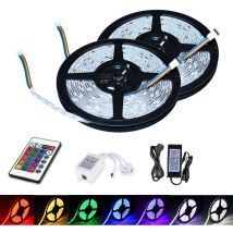 10m Ruban led, bande led rgb 5050 smd, bande led 30 led, led non étanche (IP20), avec télécommande 24 boutons - Vingo
