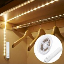 Fontainebleau - Ruban led Détecteur de Mouvement, 1M Rechargeable Lampe de Placard,LED Detecteur Mouvement pour Penderie/Étagère/Entrée/Garage/(1M)