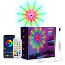 Ruban led Feux d'artifice à led avec contrôle par application usb, lumières en forme d'étoile, 156 led, 213 modes, guirlandes lumineuses d'intérieur