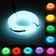 Ruban led et accessoire 5M el fil el câble néon éclairage électroluminescent à piles fonctionnant pour la fête d'Halloween (blanc)