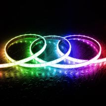 Efectoled - Ruban led rgb 220V ac SMD5050 Silicone flex 60 LED/m IP67 sur mesure Largeur 12mm Coupe tous les 100 cm avec Télécommande 30 m
