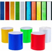 Soleil - Bande réfléchissante - 5 pièces de ruban d'avertissement de sécurité de 5 cm x 3 m, adhésif puissant et imperméable, très visible, hautement