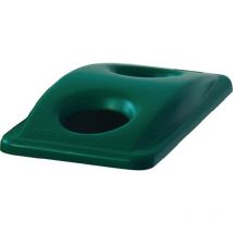 Couvercle polyéthylène vert L290xP520mm adapté aux poubelles de tri 60/87 l pour jeter des bouteilles