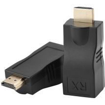 Sjlerst - Câble d'extension réseau RJ45 vers hdmi 1.4, 30 m sur lan Ethernet 5e / 6 Cat. Prise en Charge du convertisseur RJ45 hdmi Cat 3D 4K pour