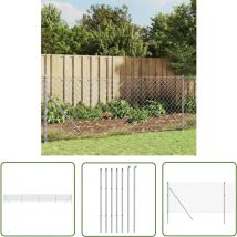 Rubberskin - The Living Store Clôture à mailles losangées argenté 1x10 m - Clôture Métallique - Clôture Jardin - Clôture Rigide - Clôture Sécurité