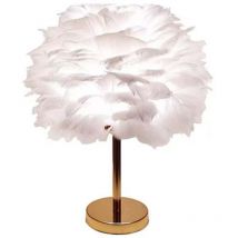 Sjlerst - Mini lampe de table en plumes blanches lampe de chevet lampe de table bureau en plumes abat-jour pour chambre à coucher, décoration de la