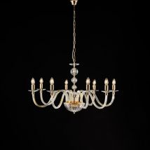 Bonetti Illumina - Ruben - Lustre doré verre transparent et strass 8 lumières 116 - Ø96 - BL267-8-OR