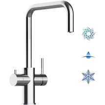 Vizio - Rubinetto 5 vie miscelatore lavello cucina in Acciaio inox Lucido per sistemi acqua gasata/aromatizzata e filtro depurazione canna a n