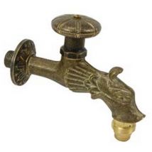 Rubinetto Artistico In Ottone A Vitone Bronzo Anticato Attacco M 1/2"