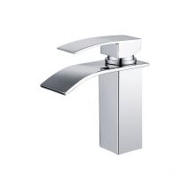 Rubinetto per bagno a cascata Miscelatore per lavabo in ottone cromato Rubinetto per lavabo a due vie Design moderno
