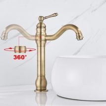 Rubinetto Bagno Lavabo Ottone Antico può Ruotare di 360 °Monocomando Miscelatore Lavabo, Retrò
