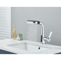 Rubinetto Bagno Lavabo Rubinetto Lavabo Cromo in Acciaio Inox con Rubinetto Bagno a Risparmio Idrico, Miscelatore Lavabo con Controllo Caldo e Freddo