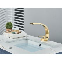 Rubinetto Bagno Lavabo Rubinetto Lavabo in Acciaio Inox con Rubinetto Bagno a Risparmio Idrico Miscelatore Lavabo con Controllo Caldo e Freddo Oro