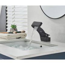 Rubinetto Bagno Lavabo Rubinetto Lavabo in Acciaio Inox con Rubinetto Bagno a Risparmio Idrico Nero Miscelatore Lavabo con Controllo Caldo e Freddo