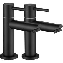 2PCS Cecipa Miscelatore Lavabo, Miscelatore Acqua Fredda, Miscelatore Lavabo Nero, con Aeratore Sostituibile, Altezza Bocca 93,4 mm