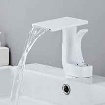 Petites Ecrevisses - Rubinetto Bagno Moderno Miscelatore Monocomando Lavabo Cascata con Tubo da 3/8' Bianco