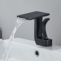 Rubinetto Bagno Moderno Miscelatore Monocomando Lavabo Cascata con Tubo da 3/8' Nero