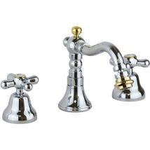 Rubinetto per bidet a 3 fori cromo oro conna girevole Resp Old America ART.69.174 Cromo/Oro