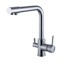 Petites Ecrevisses - Rubinetto Cucina 3 Vie Miscelatore Cucina Girevole a 360° Regolabile Fredda Calda e Acqua Pura Includere Tubo 3/8' Cromo