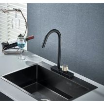 Suguword - Rubinetto Cucina Nero Cromo in Acciaio Inox Miscelatore Cucina Alta Pressione Girevole a 360° Rubinetto Lavello Cucina Monocomando