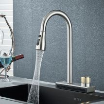 Rubinetto da cucina con doccetta estraibile in acciaio inox SUS304 spazzolato,angolo di rotazione di 360°,ad alta pressione, miscelatore monocomando