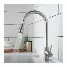 Aihom - Rubinetto da Cucina con Doccetta Estraibile Miscelatore da Cucina in Acciaio Inox Rubinetto per Lavello da Cucina Girevole a 360° Miscelatore