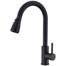 Rubinetto Da Cucina Con Doccetta Estraibile Rubinetto Per Lavello Girevole A 360° Con 3 Modalità Di Getto Miscelatore Da Cucina Acciaio Inox Nero 