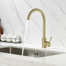 Obeeonr - Rubinetto da cucina in acciaio inox, Rubinetto Cucina lavello con aeratore staccabile, girevole a 360° Rubinetto Monocomando per lavello