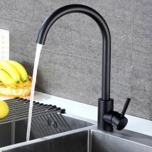 Rosmmel - Rubinetto da cucina moderno rotondo con rotazione di 360o Nero