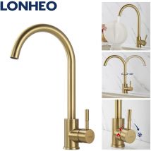 Rubinetto Cucina Monocomando Oro Acciaio Inossidabile Rubinetto per lavello girevole a 360 gradi con gorgogliatore rimovibile Miscelatore per Acqua