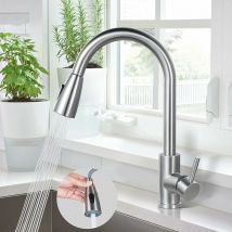 Rubinetto da cucina, rubinetto per lavello in acciaio inossidabile 304, due modalità di beccuccio, rubinetto per lavello girevole a 360° con